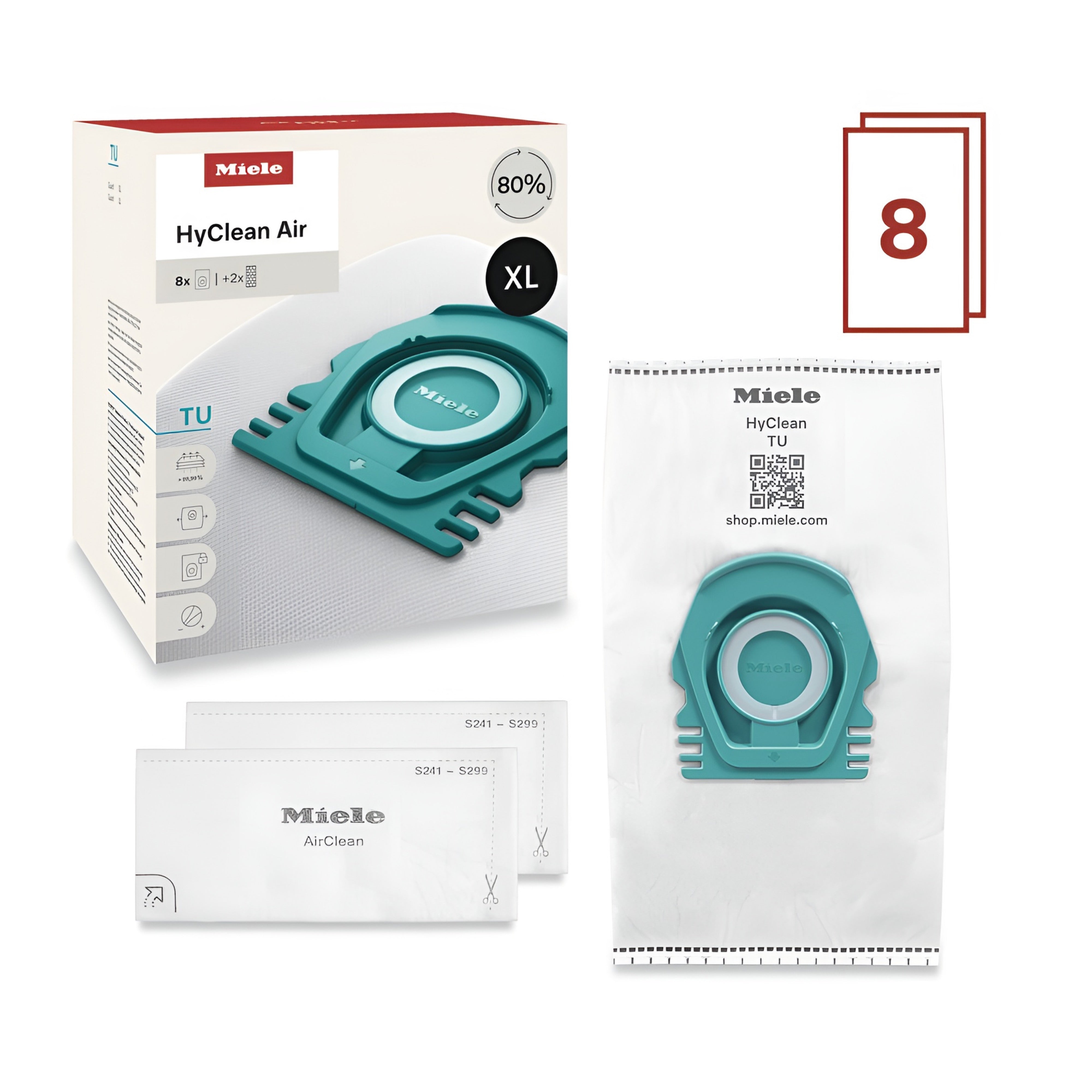 Miele TU XL HyClean Air 8 Bags 2 Filters