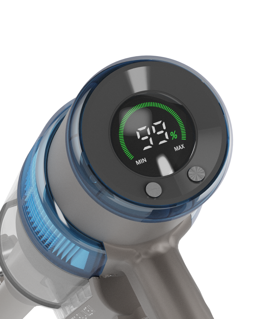 SEBO BALANCE A1 cordless stick vacuum Blue Battery Charge Display