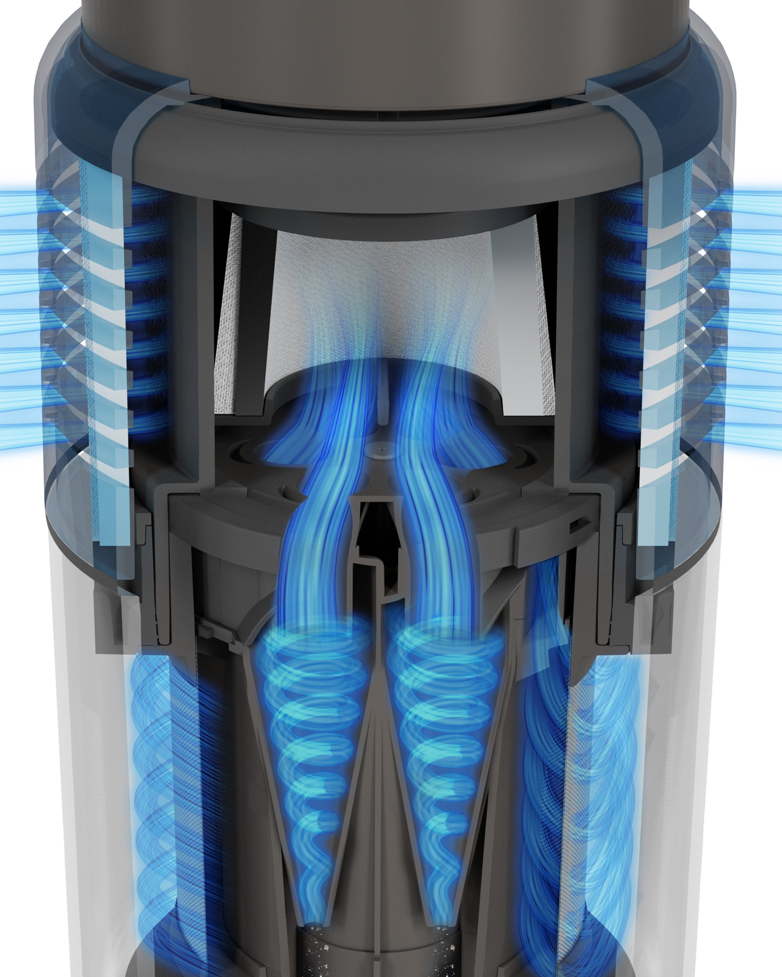 Sebo Balance A1 cordless vacuum advanced Cyclonic Filtration Cutaway