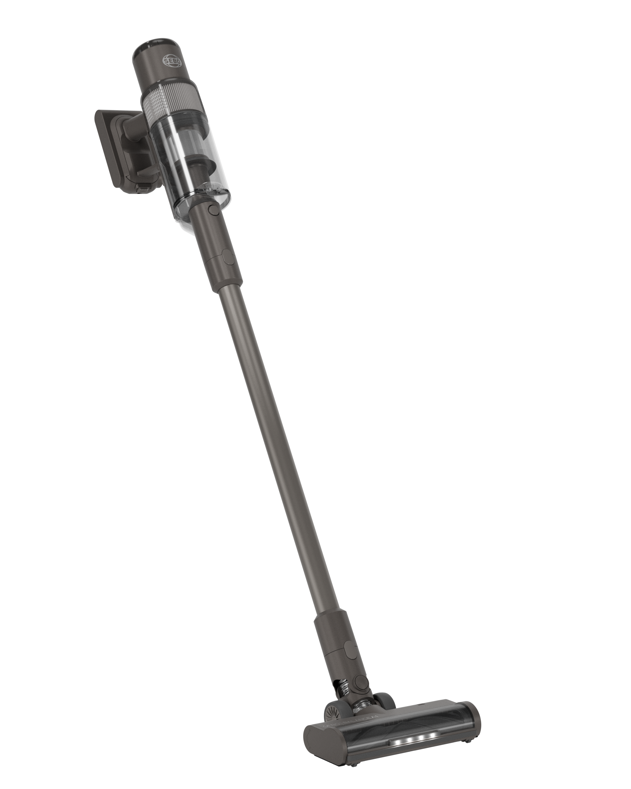 Sebo Balance A1 Gray Cordless Stick Vacuum Side View and LED powerhead