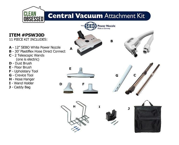 Customizable Sebo Clean Obsessed Central Vacuum Hose Attachment Kit - Geek Vacuums