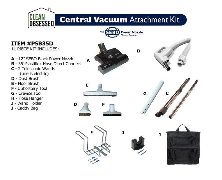 Customizable Sebo Clean Obsessed Central Vacuum Hose Attachment Kit - Geek Vacuums