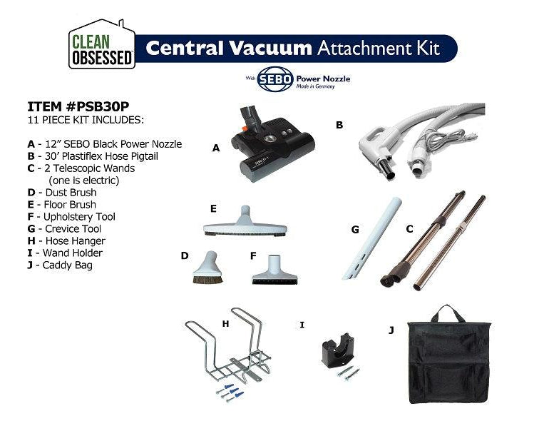 Customizable Sebo Clean Obsessed Central Vacuum Hose Attachment Kit - Geek Vacuums
