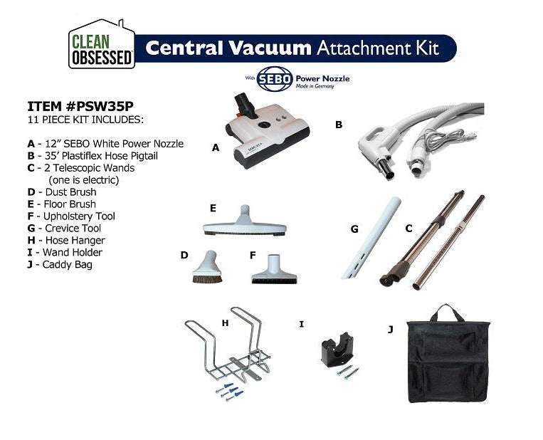 Customizable Sebo Clean Obsessed Central Vacuum Hose Attachment Kit - Geek Vacuums