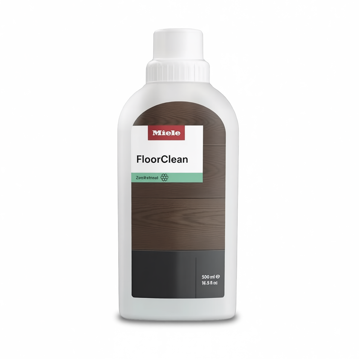 Bottle of Miele FloorClean universal floor cleaner concentrate, 17 oz (500 ml), model ST HX FC 5001 L.