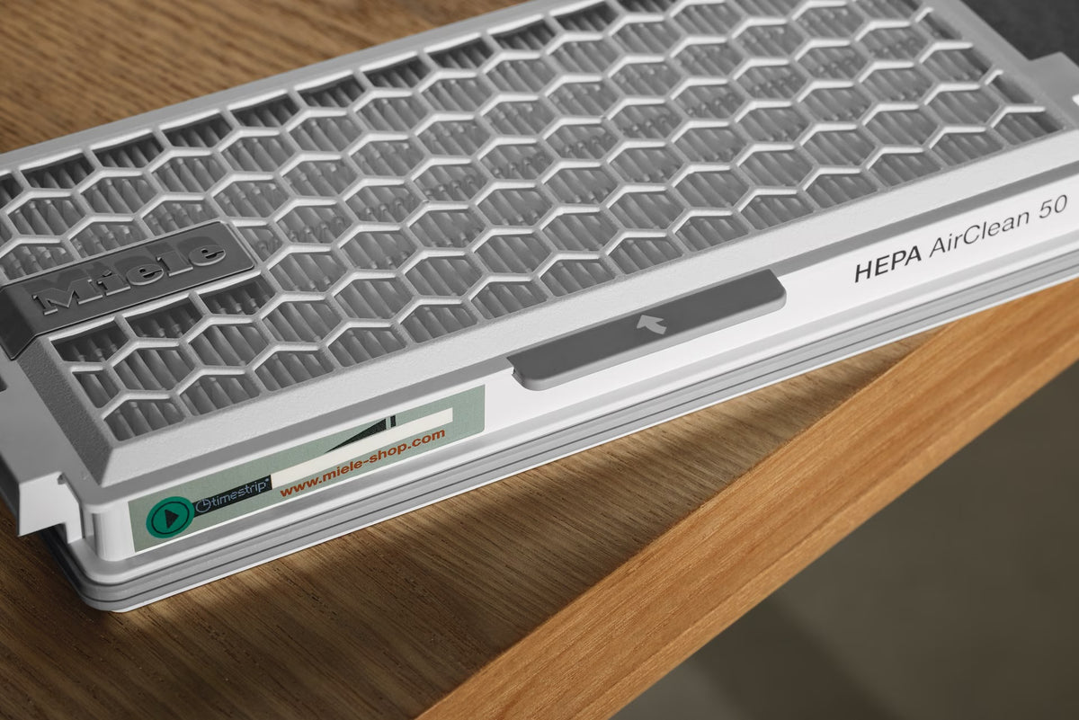 Close-up of the Miele SF-HA 50 HEPA AirClean filter.
