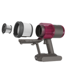 Exploded view of the SEBO Balance A1 filters in Magenta.