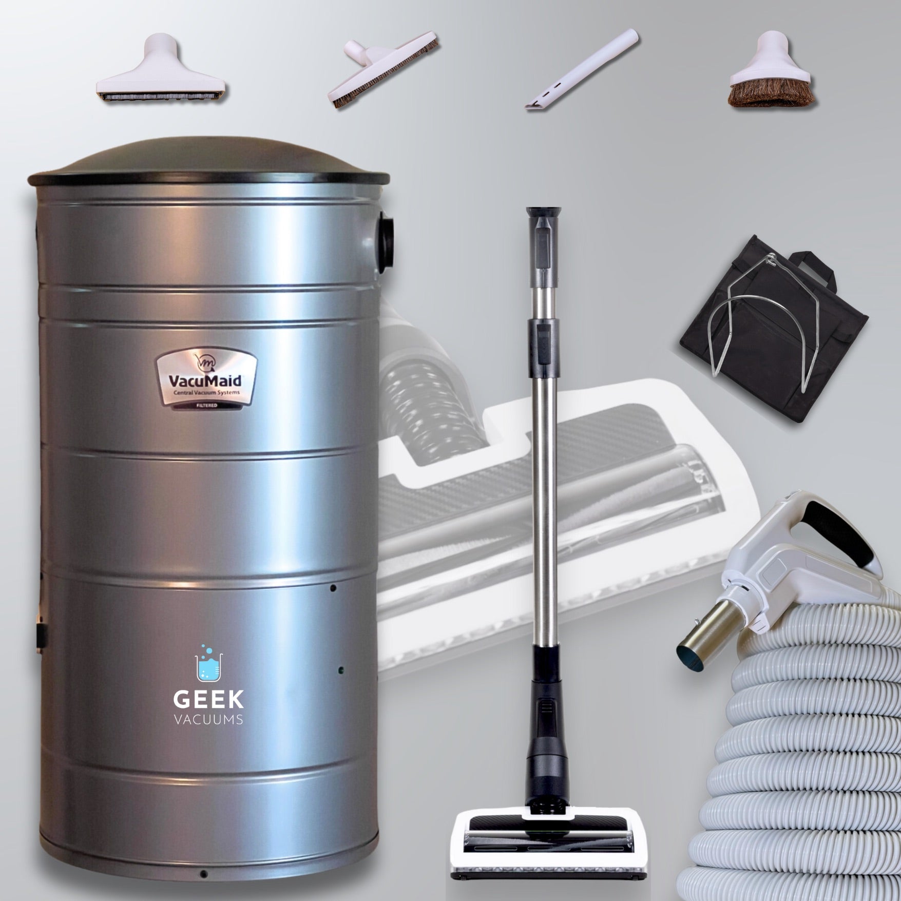 Vacumaid SR-800 commercial central vacuum system with bare floor powerhead for pets hair Think vacuums 