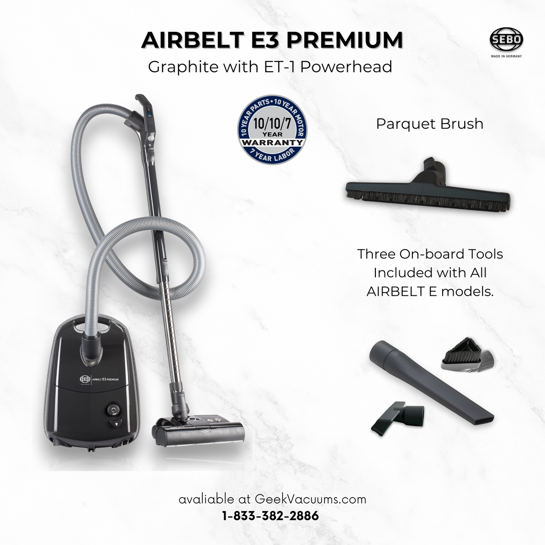 SEBO Airbelt E3 Premium Pet Hair Canister Vacuum