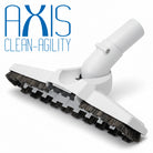 Axis Clean-Agility cleaning brush attachment with a white plastic handle and bristles, shown on a white background with the blue AXIS CLEAN-AGILITY logo.
