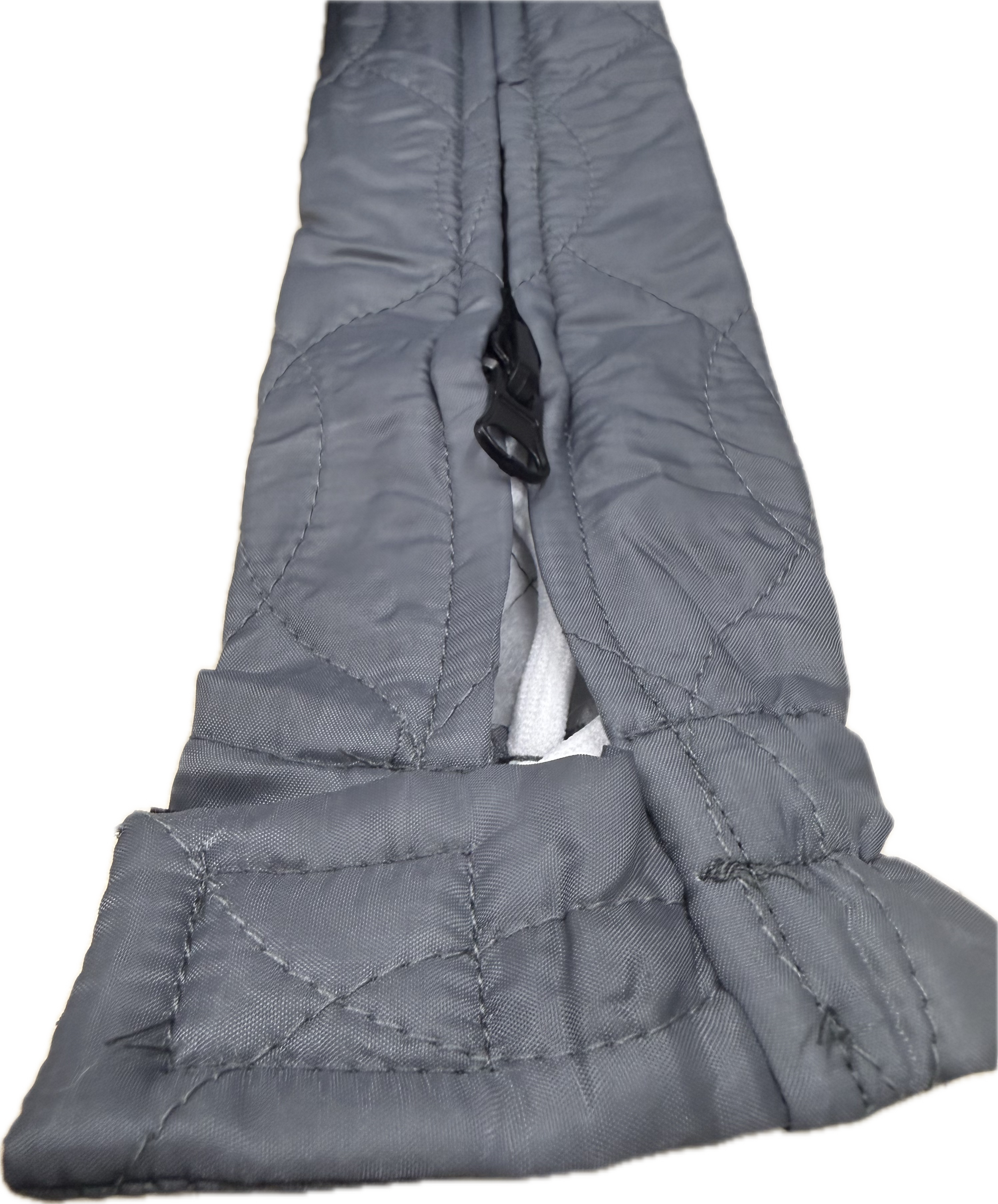 Central vacuum padded hose sock close up of zipper 