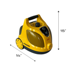 Vapamore comercial steam cleaner yellow for car detailers, vets, resturants cleaning grease and disinfect