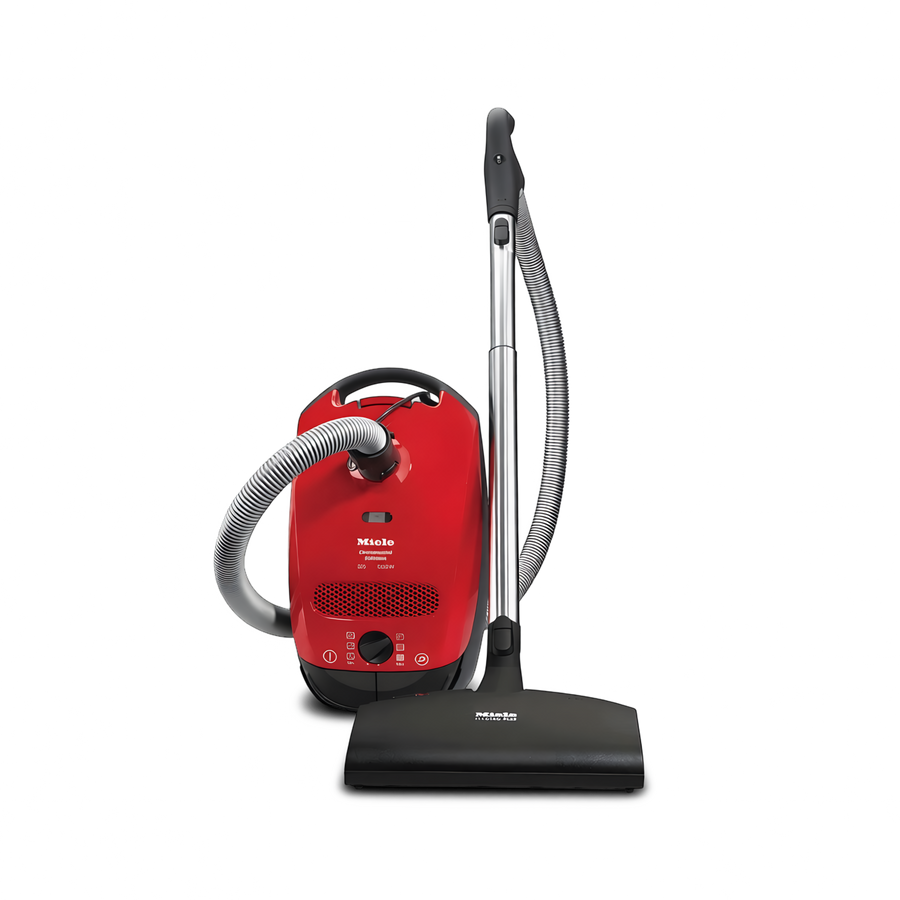 Miele Classic C1 Centennial Edition bagged canister vacuum in red
