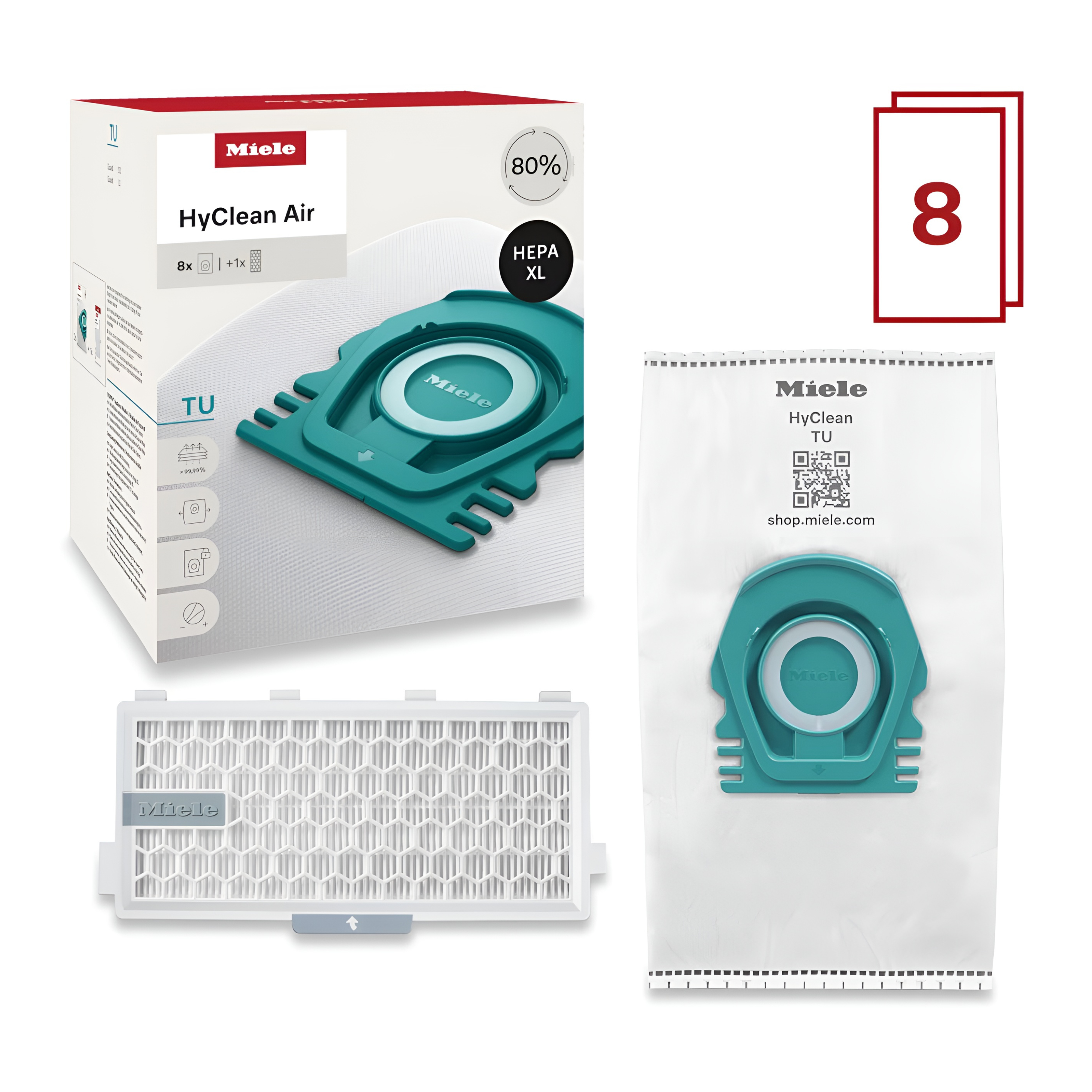 Miele_TU_Allergy_XL_HyClean_Air_8_Bags_1_HEPA_Filter for Guard L1 and S1 canister vacuums