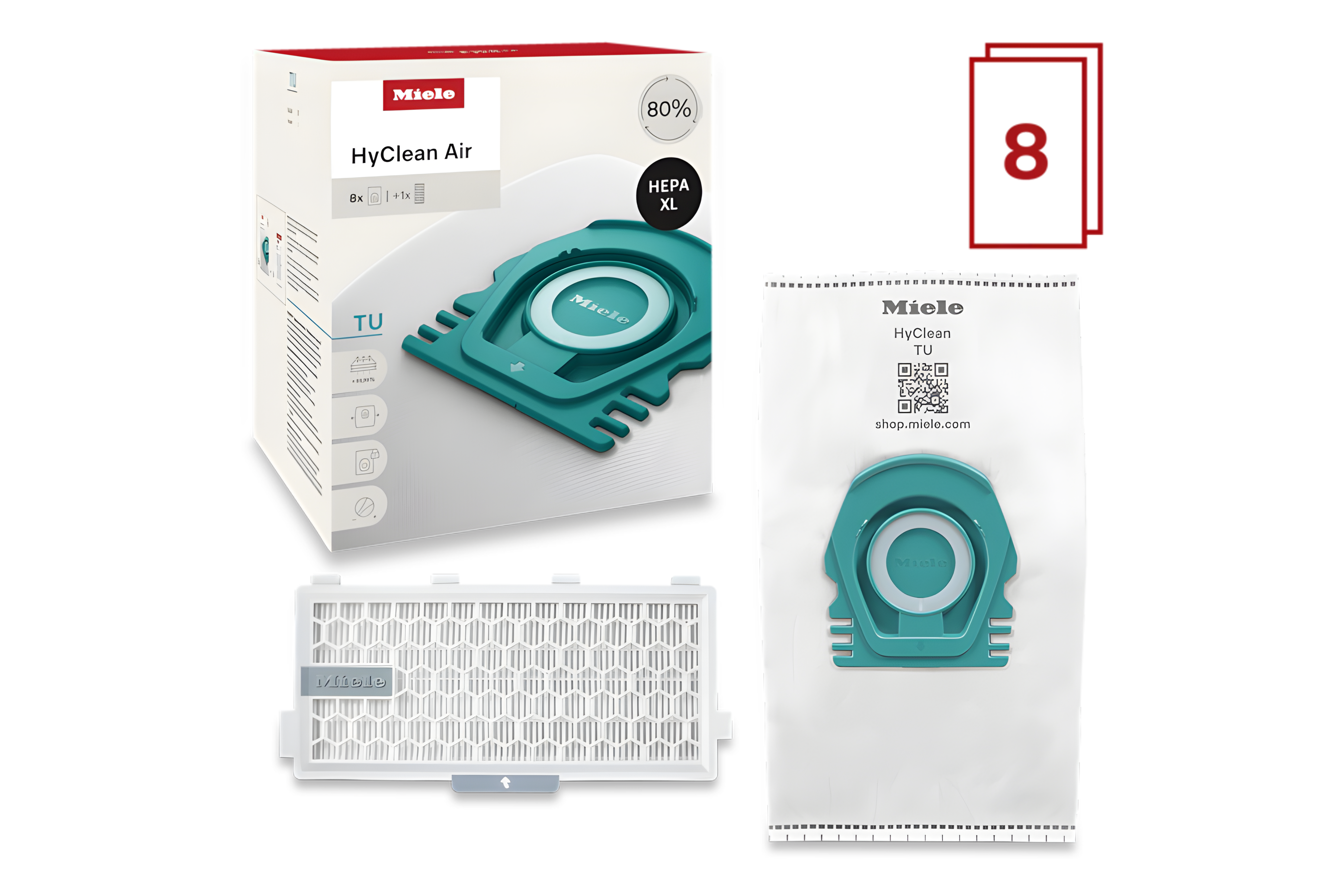 Miele_TU_Allergy_XL_HyClean_Air_8_Bags_1_HEPA_Filter for Guard L1 and S1 canister vacuums