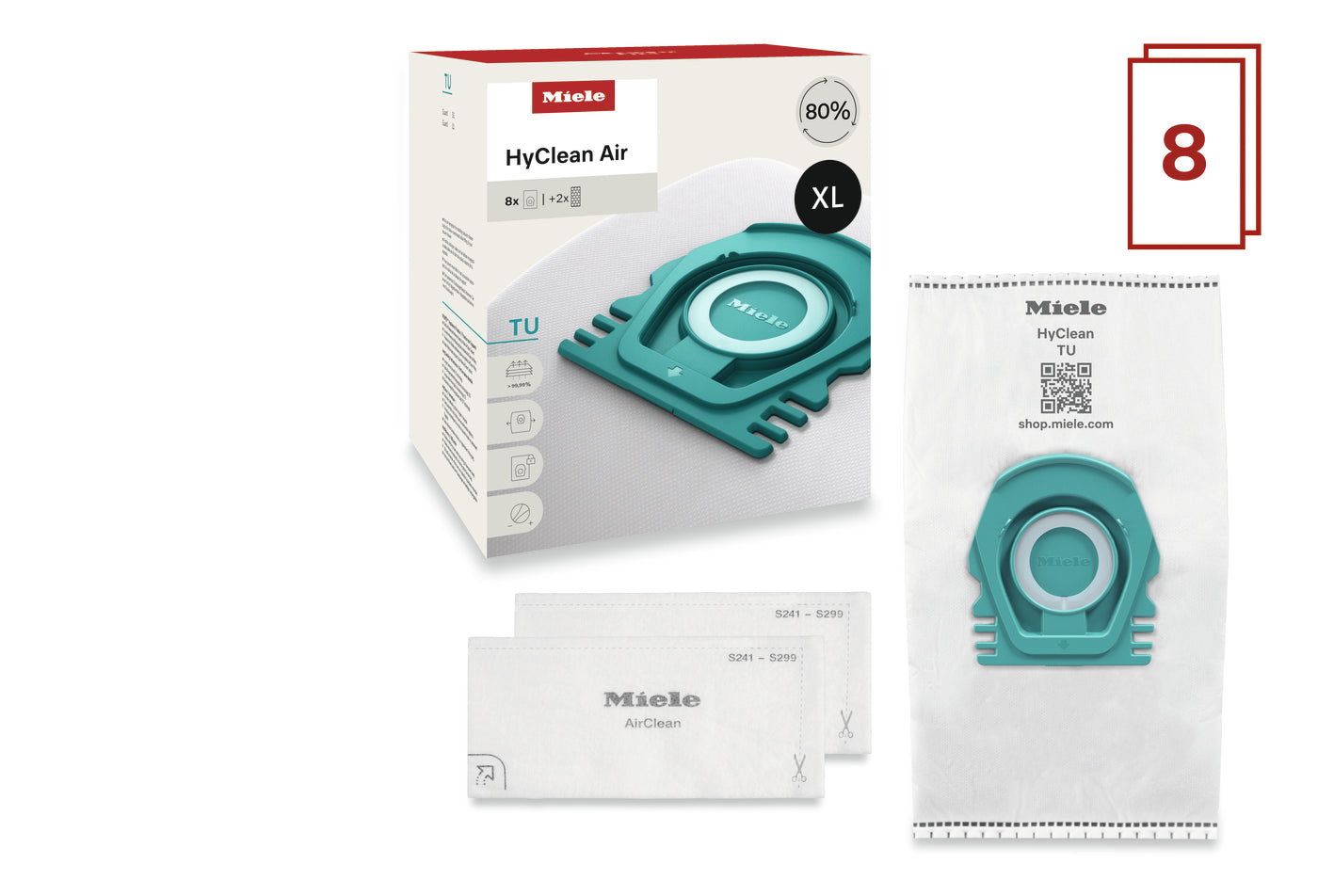 Miele TU XL HyClean Air 8 Bags 2Filters