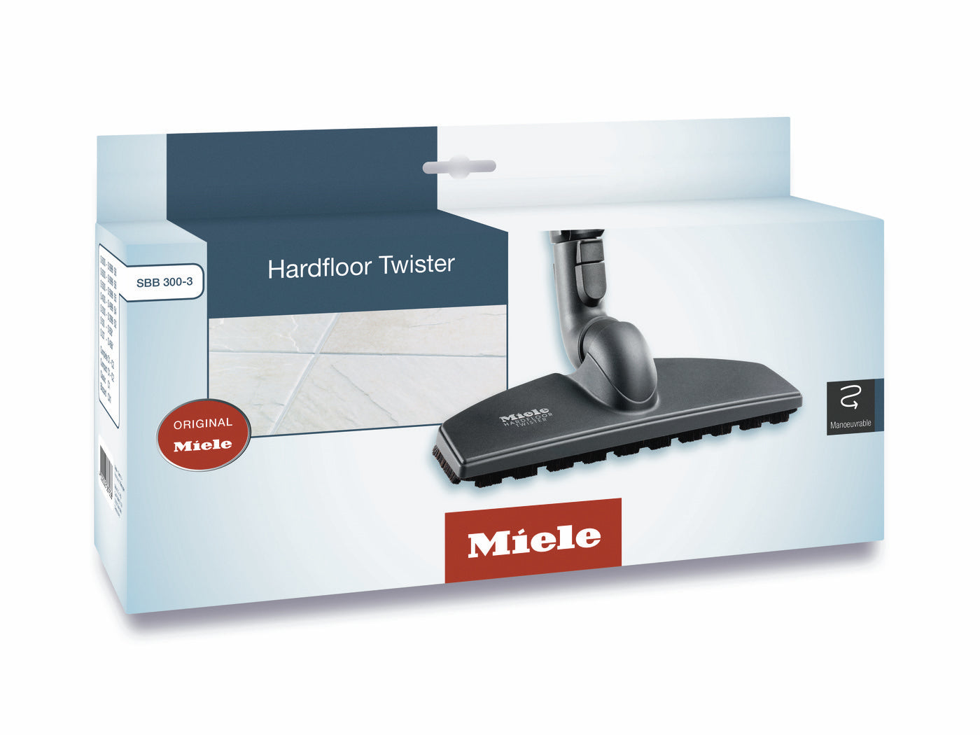 SBB 300-3 Miele Parquet twister inside cardboard retail box on white background 