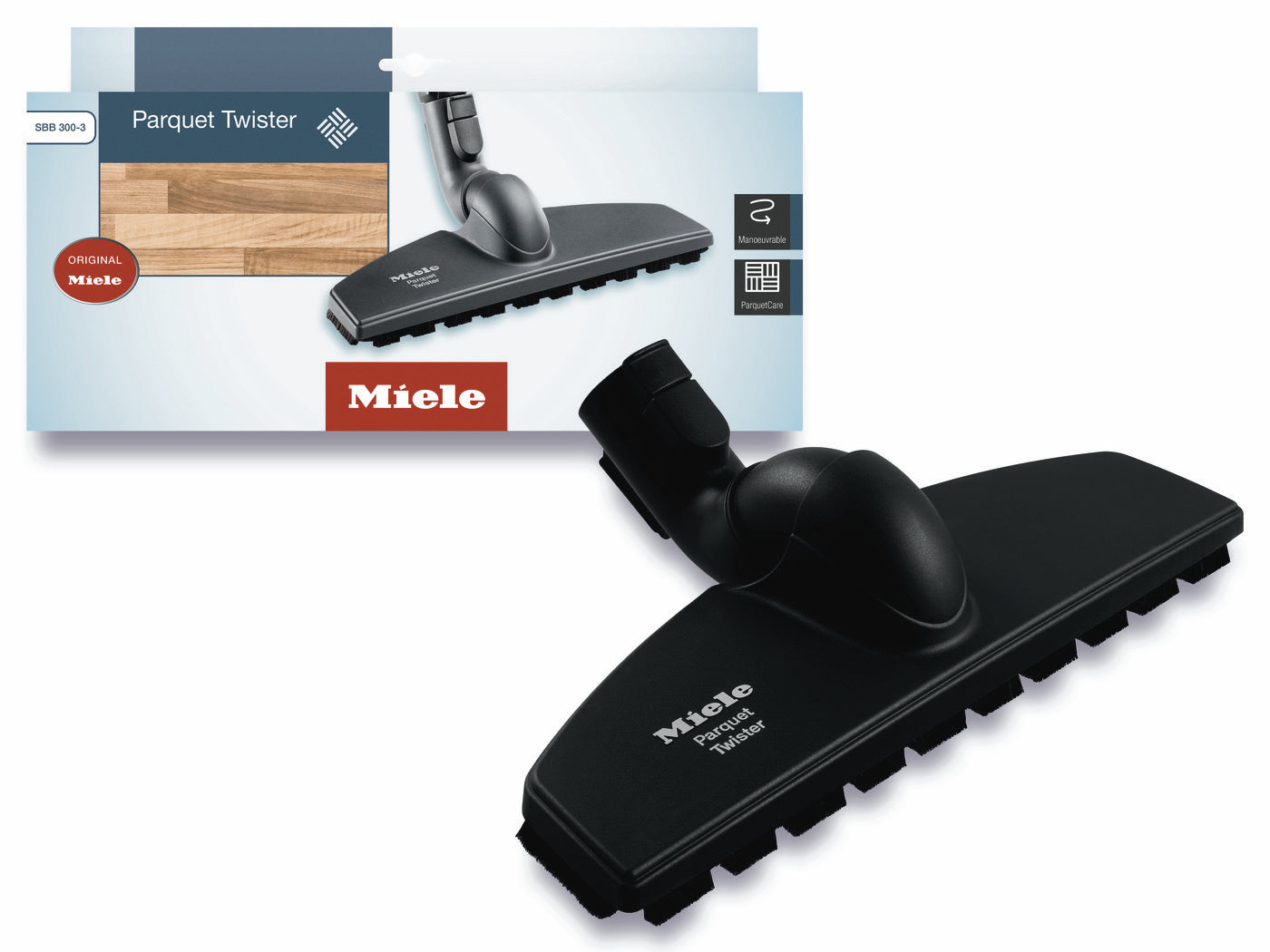 Miele Parquet twister Box and tool on white background 