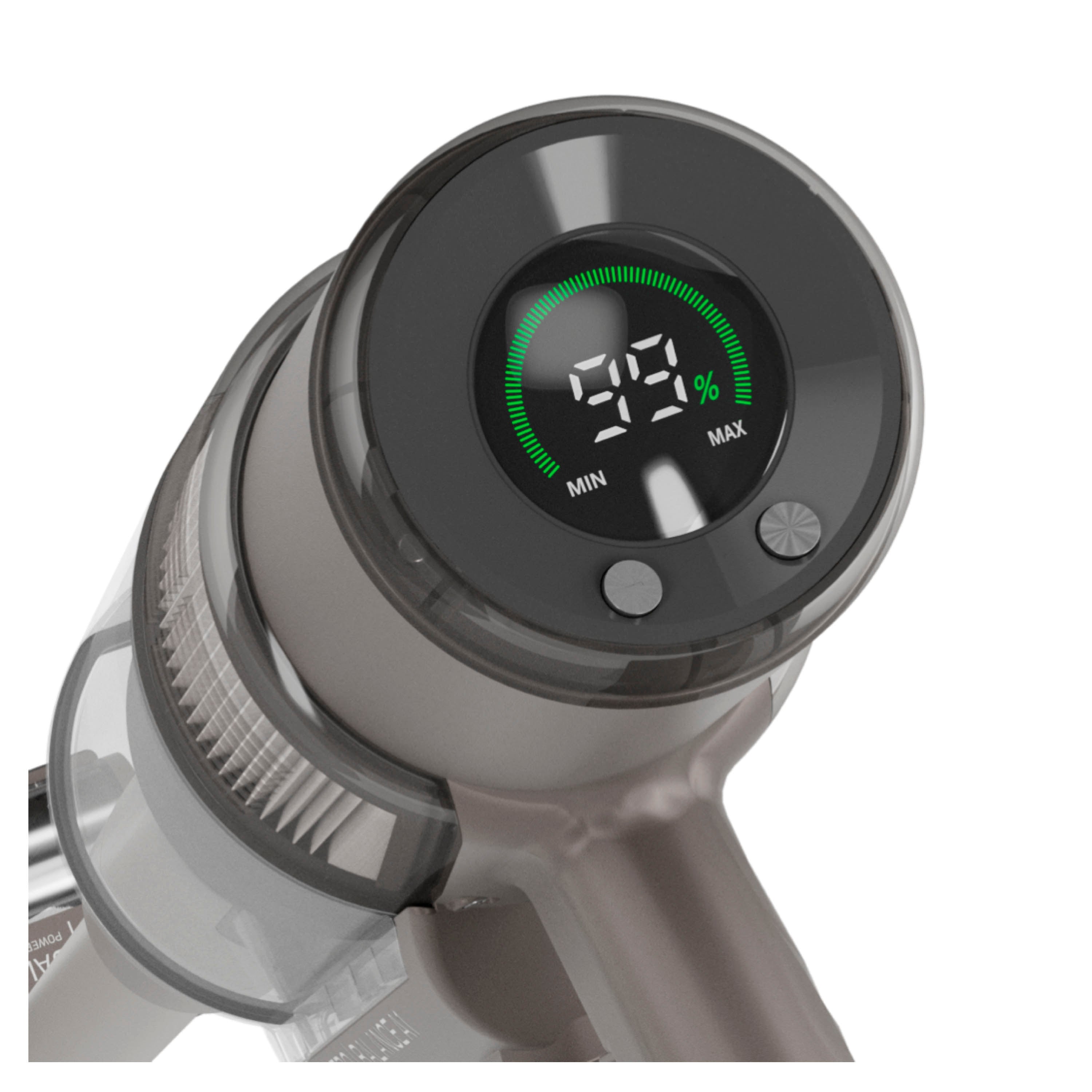 SEBO BALANCE A1 Gray cordless stick vacuum Battery Charge Display