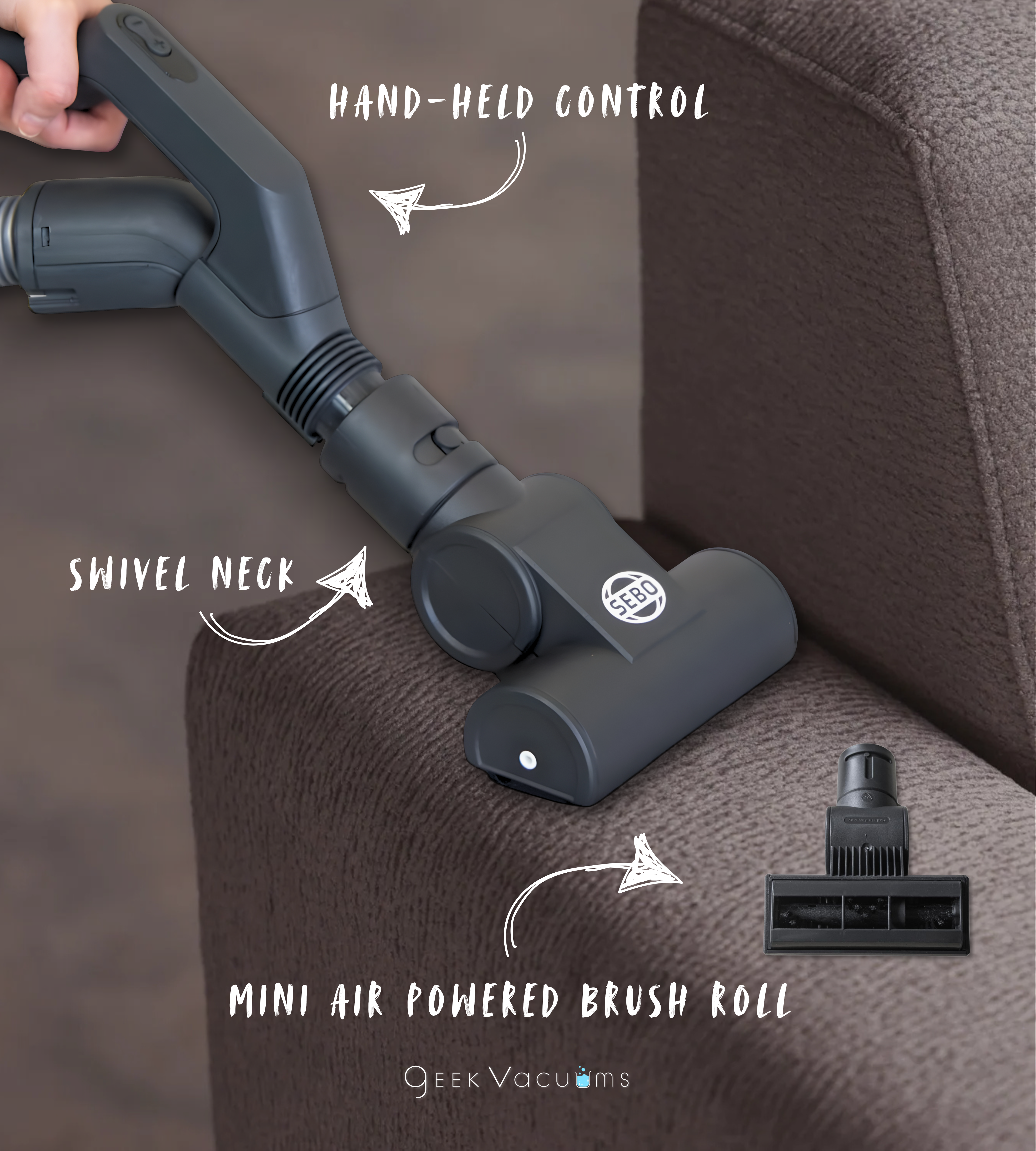 SEBO Handheld Turbo Brush | Pet Hair & Stairs Attachment