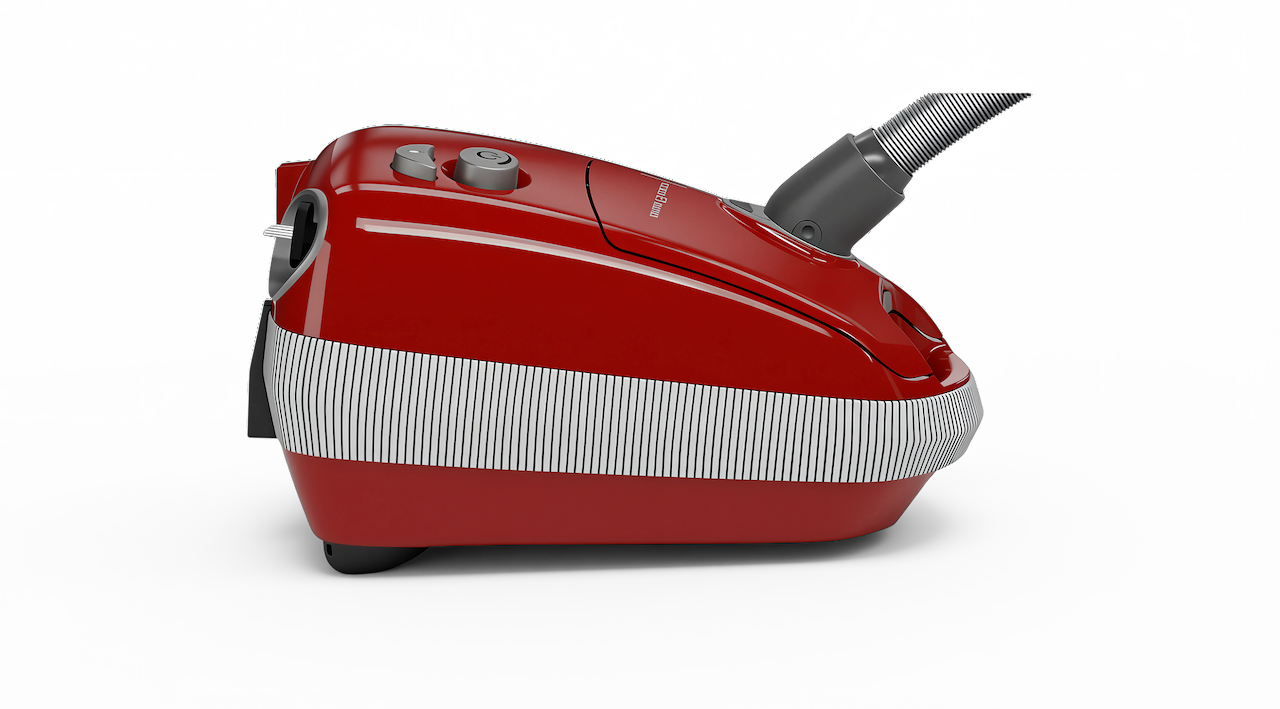 Red Sebo E3 Premium canister body seen from the side