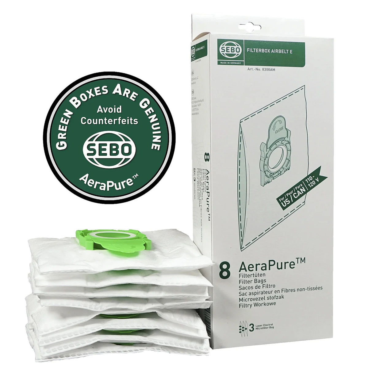 SEBO Airbelt E Filter Bags 8300AM | 8-Pack OEM Bags – Geek Vacuums