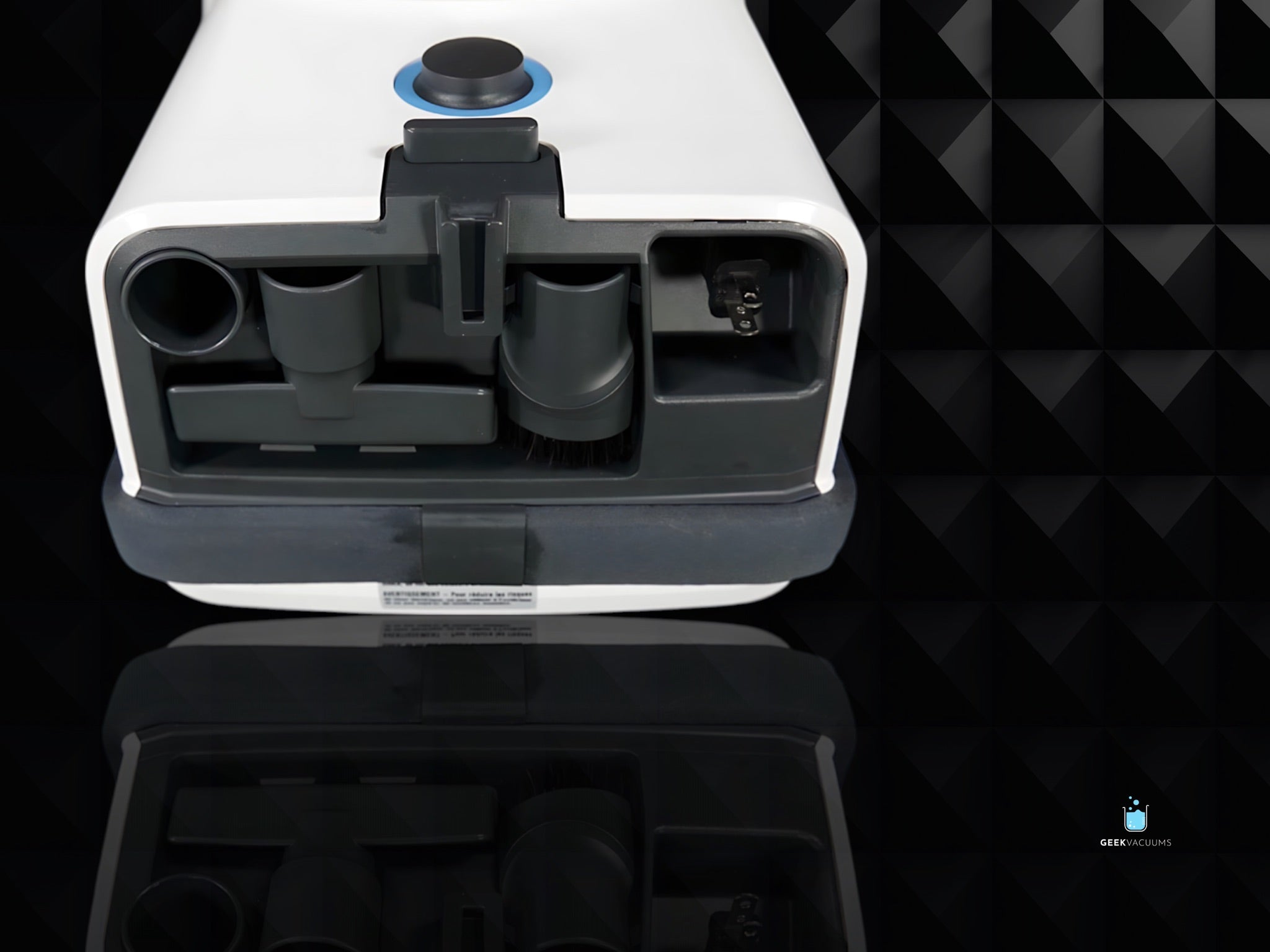 Sebo D4 canister vacuum onboard tool storage