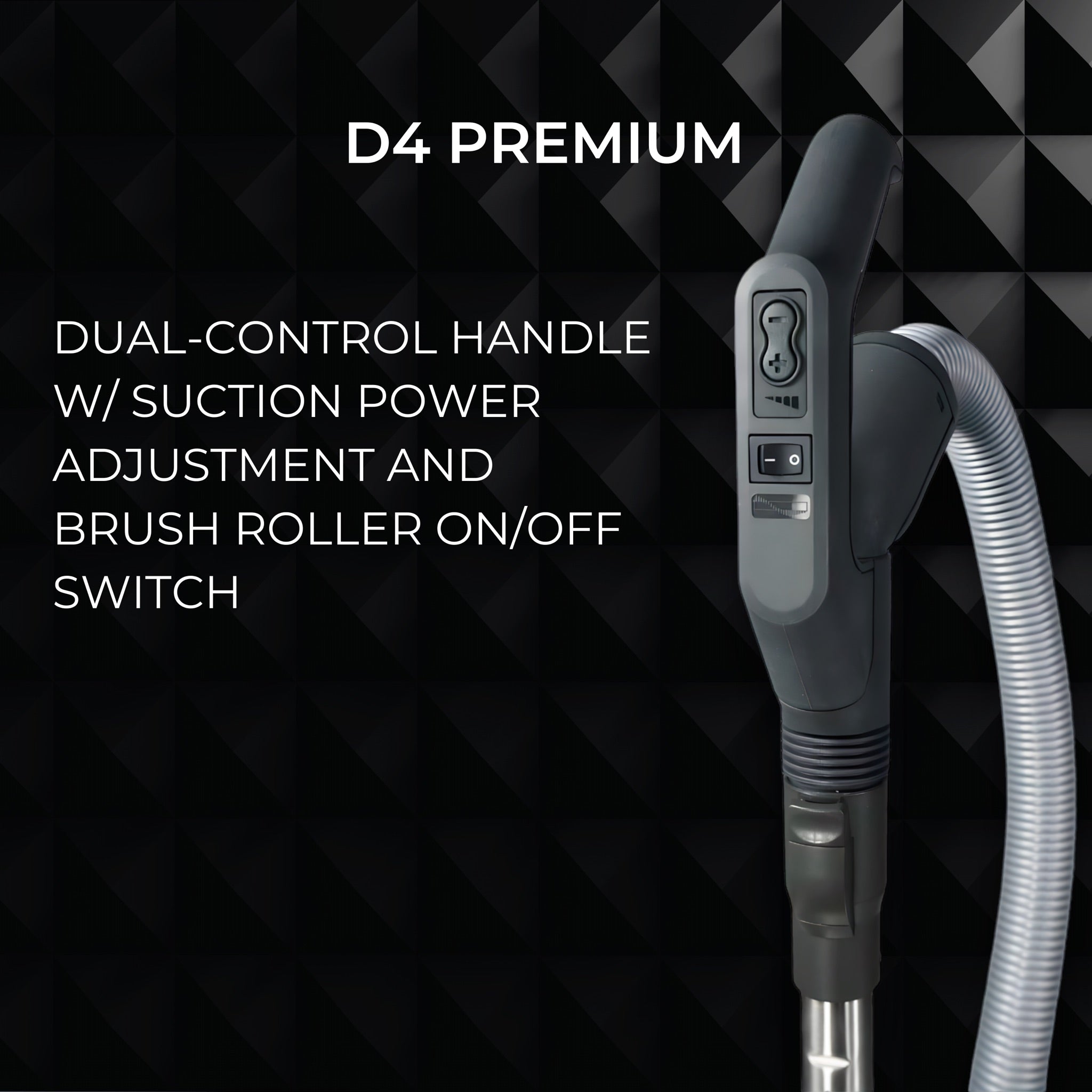 Sebo D4 canister vacuum dual control handle suction adjustment