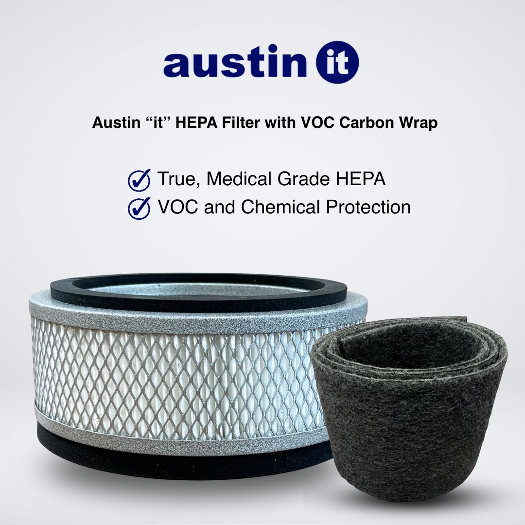 Austin Air “it” HEPA filter wrapped in the VOC Carbon Wrap