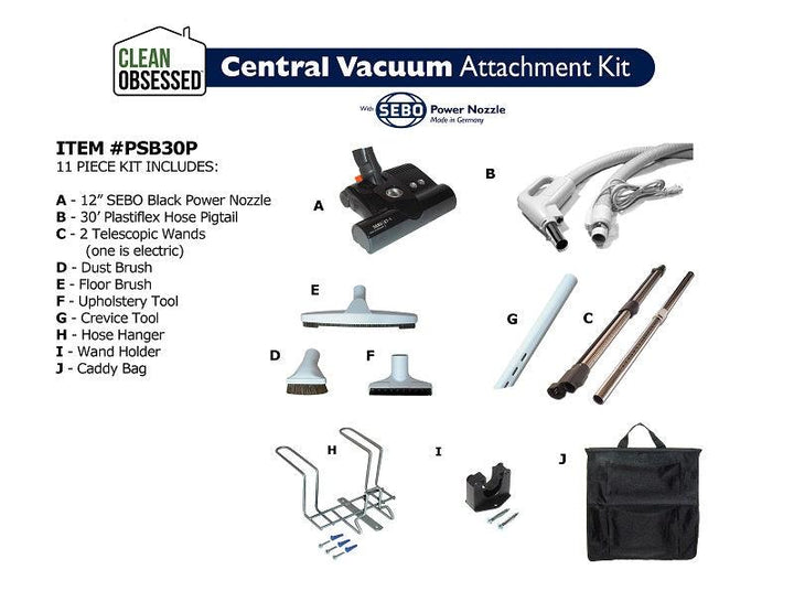 Customizable Sebo Clean Obsessed Central Vacuum Hose Attachment Kit - Geek Vacuums