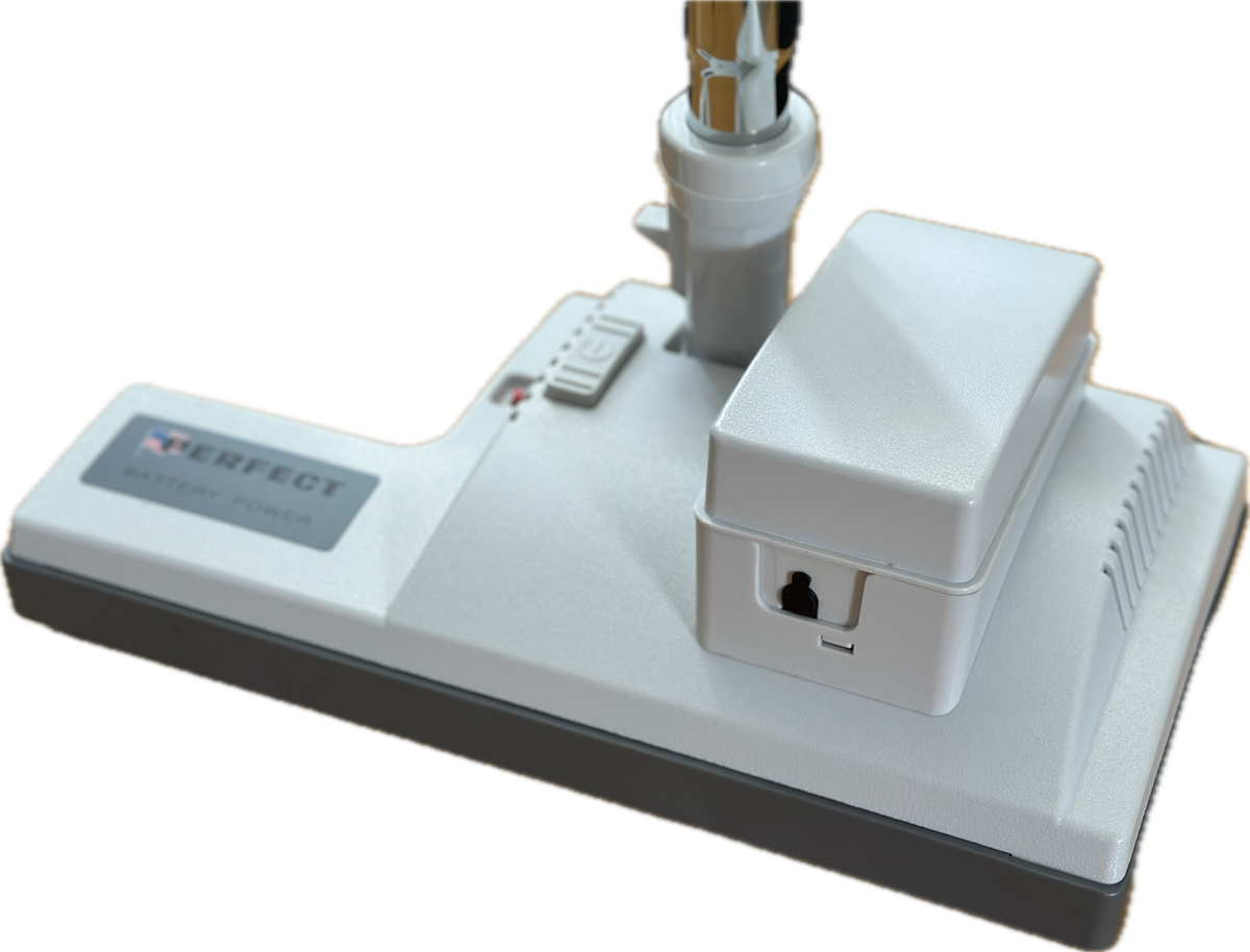 Battery powered powerhead for Hide-A-Hose central vacuum systems.