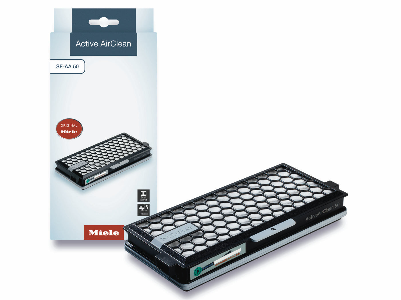 Miele SF-AA 50 Active AirClean charcoal filter with TimeStrip and box.