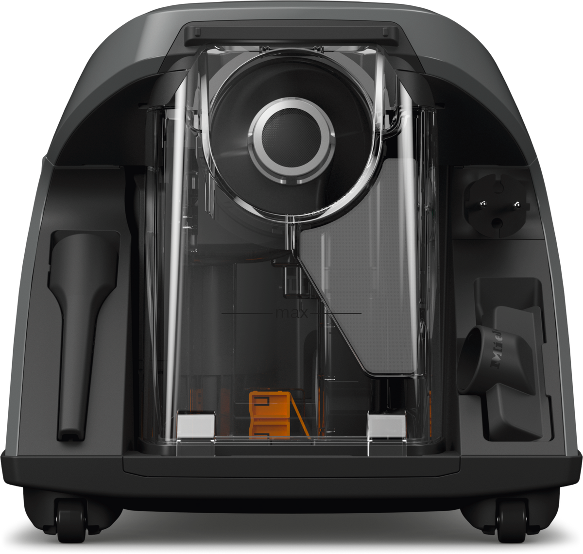 Miele Blizzard CX1 PureSuction vacuum shown from the side with AllTeQ floorhead