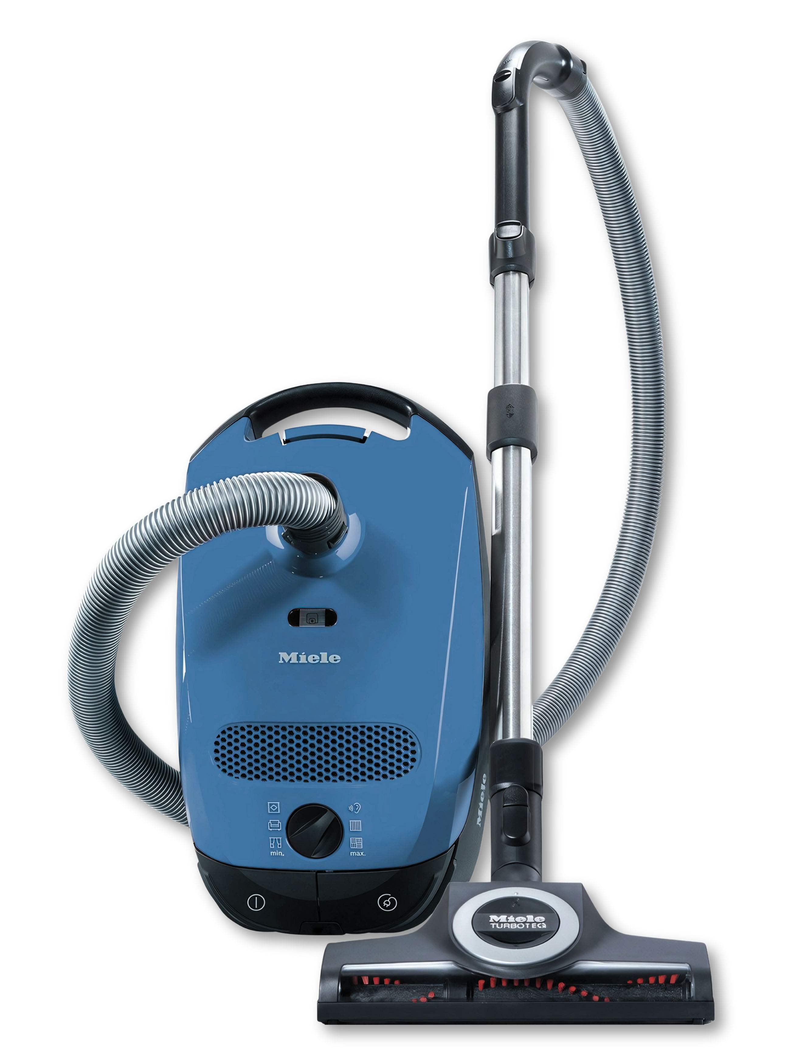 Miele Classic C1 Turbo Team canister vacuum in Tech Blue.