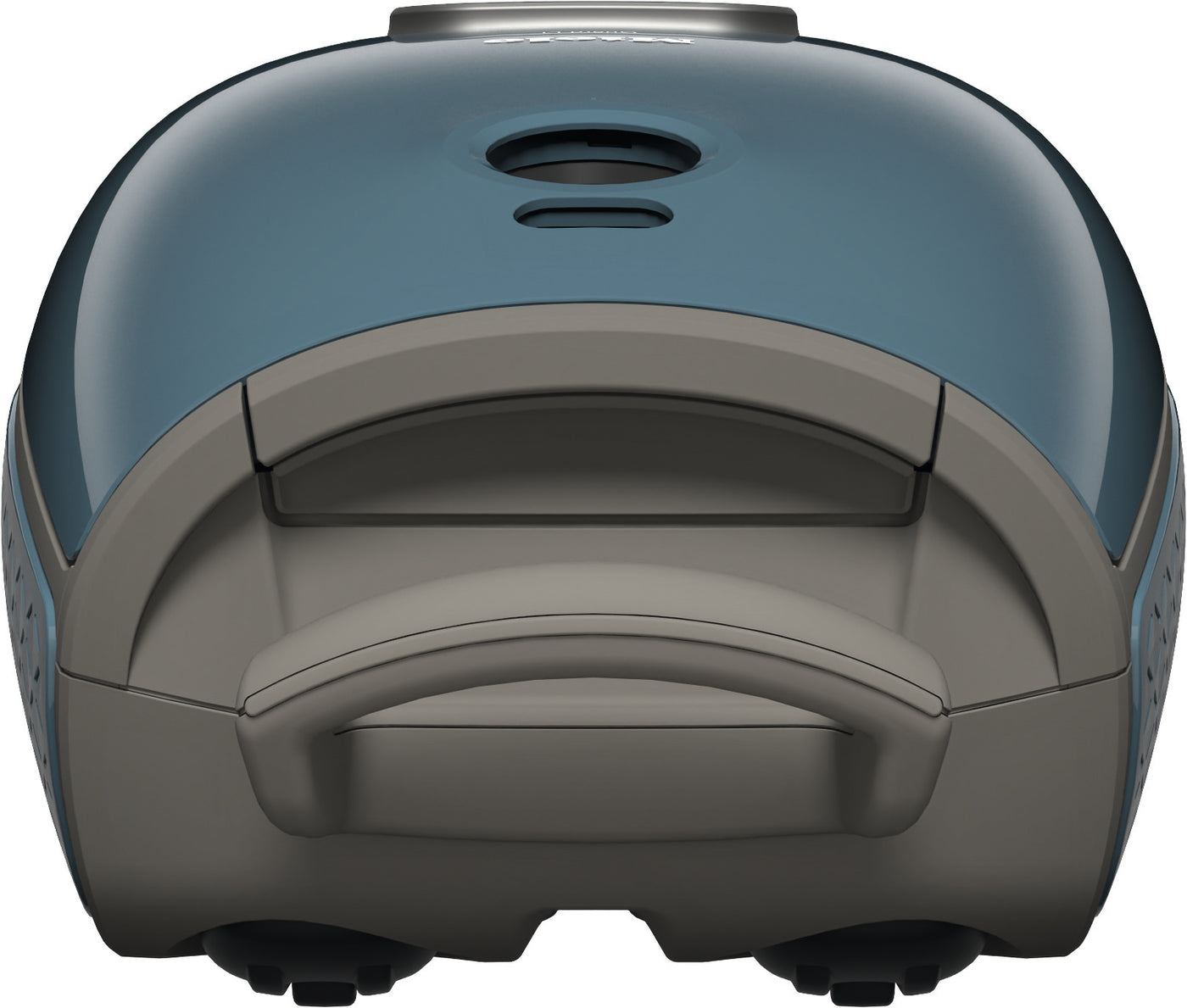 Miele Guard L1 in Nordic Blue, front view with carry handle.