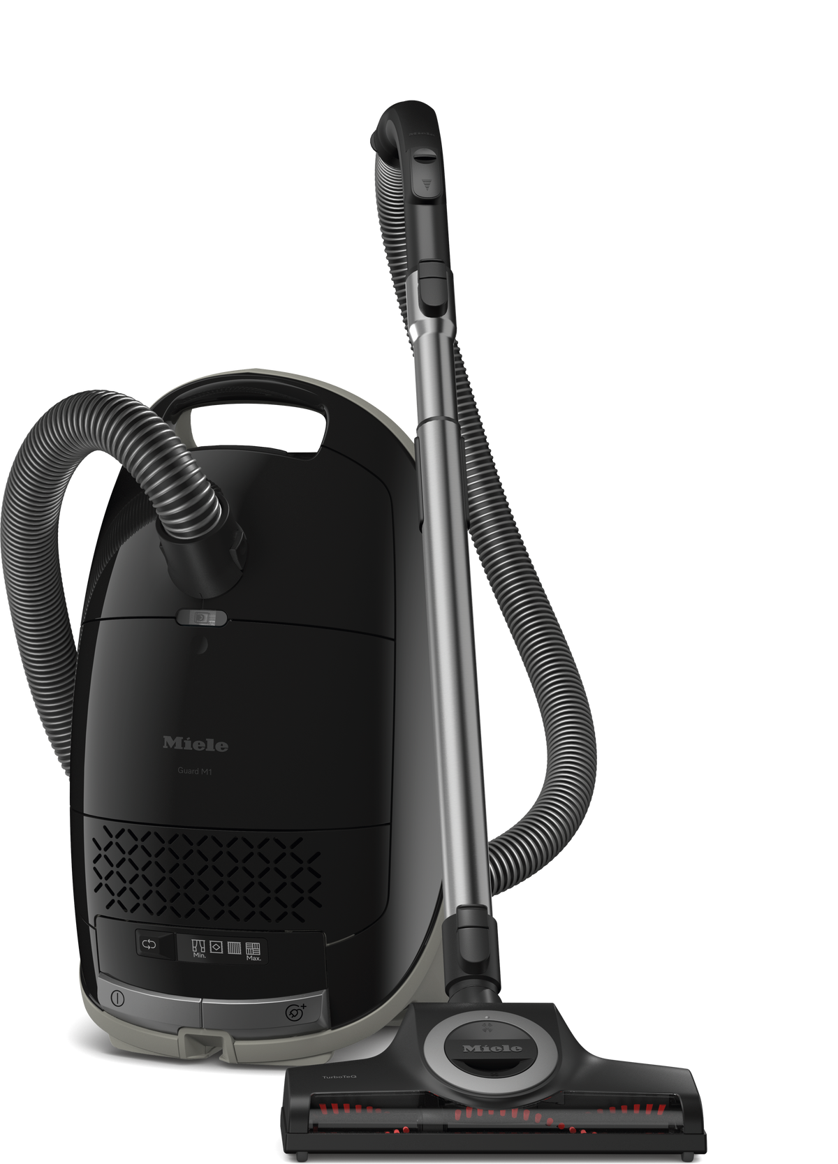 Miele Guard M1 Cat & Dog canister vacuum in Obsidian black, front view