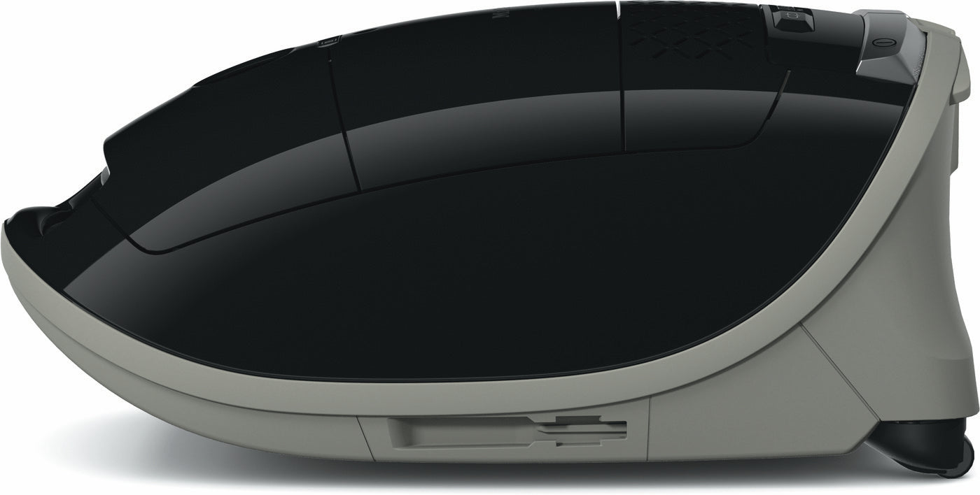 Close-up of the black Miele Guard M1 Cat & Dog canister vacuum's lid.