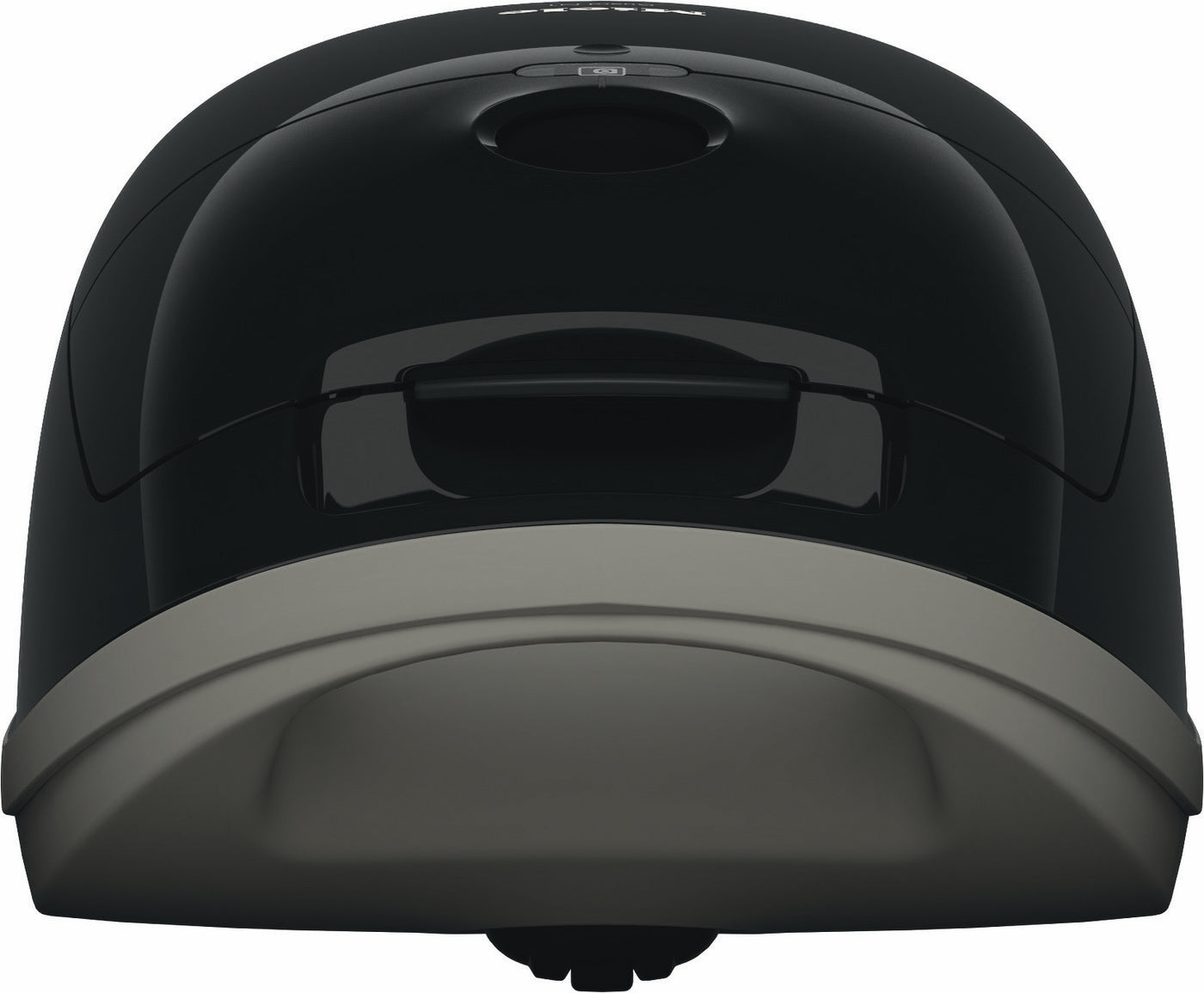 Close-up of the black Miele Guard M1 Cat & Dog canister vacuum's curved top.