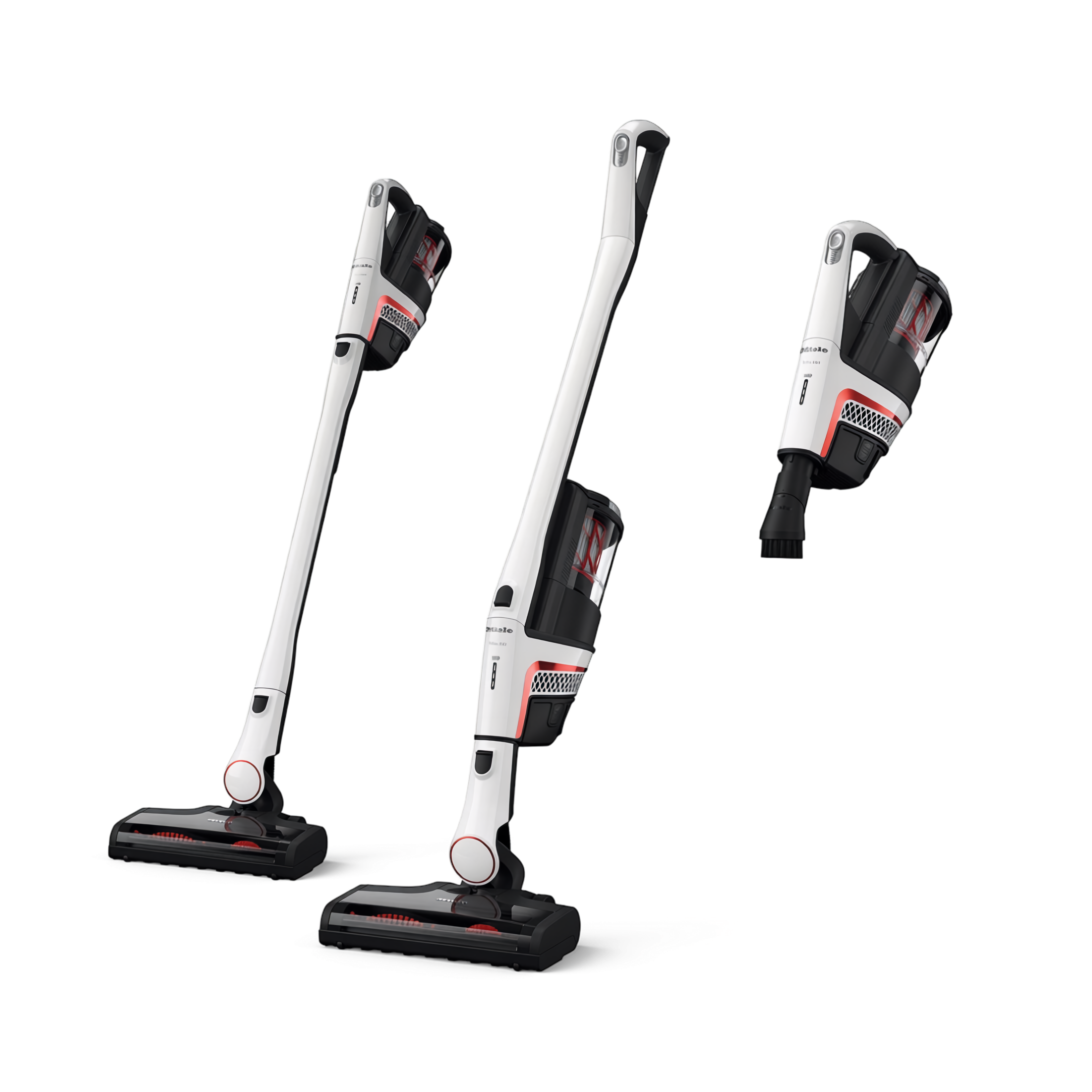 Miele Triflex HX1 Facelift in Lotus White shown in its three modes.