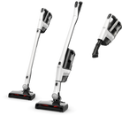 Miele Triflex HX3 in Brilliant White shown in its three configurations: Comfort stick, Reach and Compact handheld.