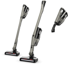Miele Triflex HX3 Hardfloor in Casa Grey shown in its three configurations: Comfort stick, Reach and Compact handheld.