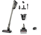 Miele Triflex HX3 Hardfloor in Casa Grey with its MultiFloor XXL electrobrush, Hardfloor Care Tool soft roller, accessory holder and cleaning tools.