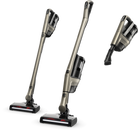 Miele Triflex HX3 Plus in Titanium Pearlfinish shown in its three configurations: Comfort stick, Reach and Compact handheld.