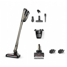 Everything included with the Miele Triflex HX3 Plus in Titanium Pearlfinish: MultiFloor XXL electrobrush with BrilliantLight, Hardfloor Care Tool soft roller, a second lithium-ion battery, accessory holder, dusting brush, XL upholstery nozzle, crevice nozzle, wall mount and charger.