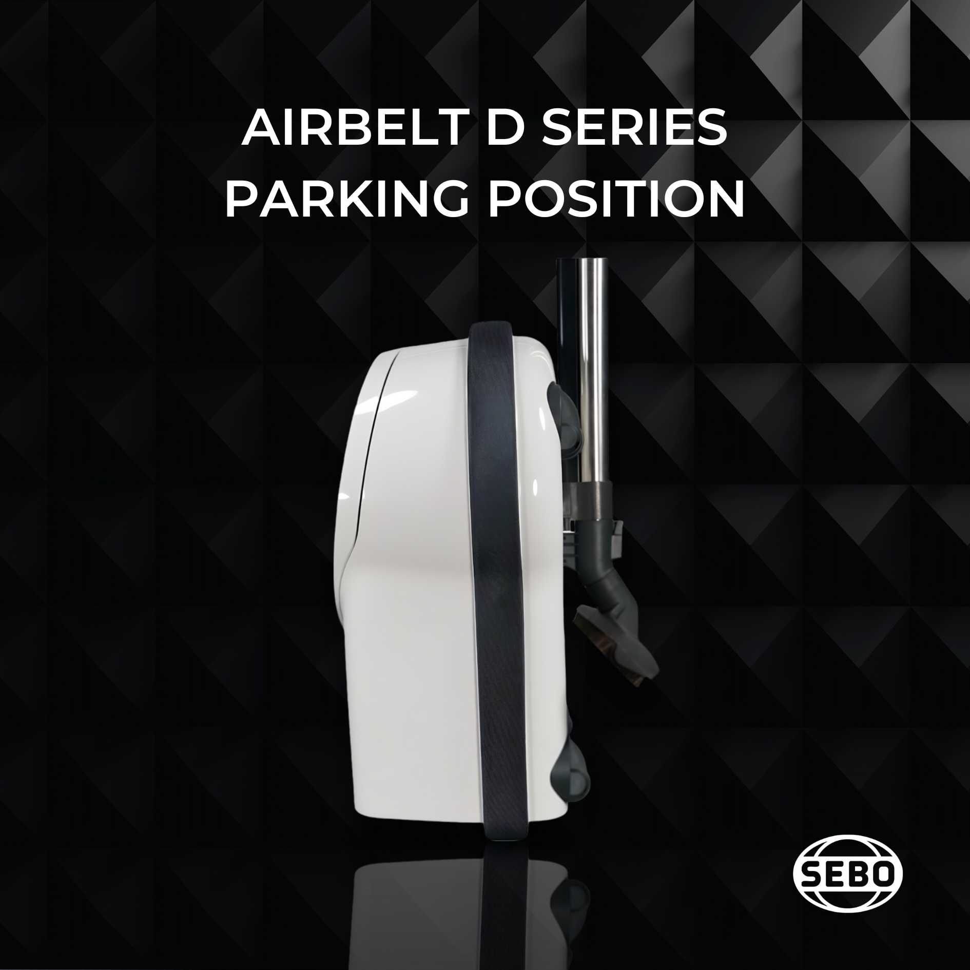 Infographic showing the parking position feature on the SEBO Airbelt D Series canister vacuum.