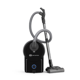 SEBO Airbelt D4 Premium in Onyx standing upright with hose and wand.