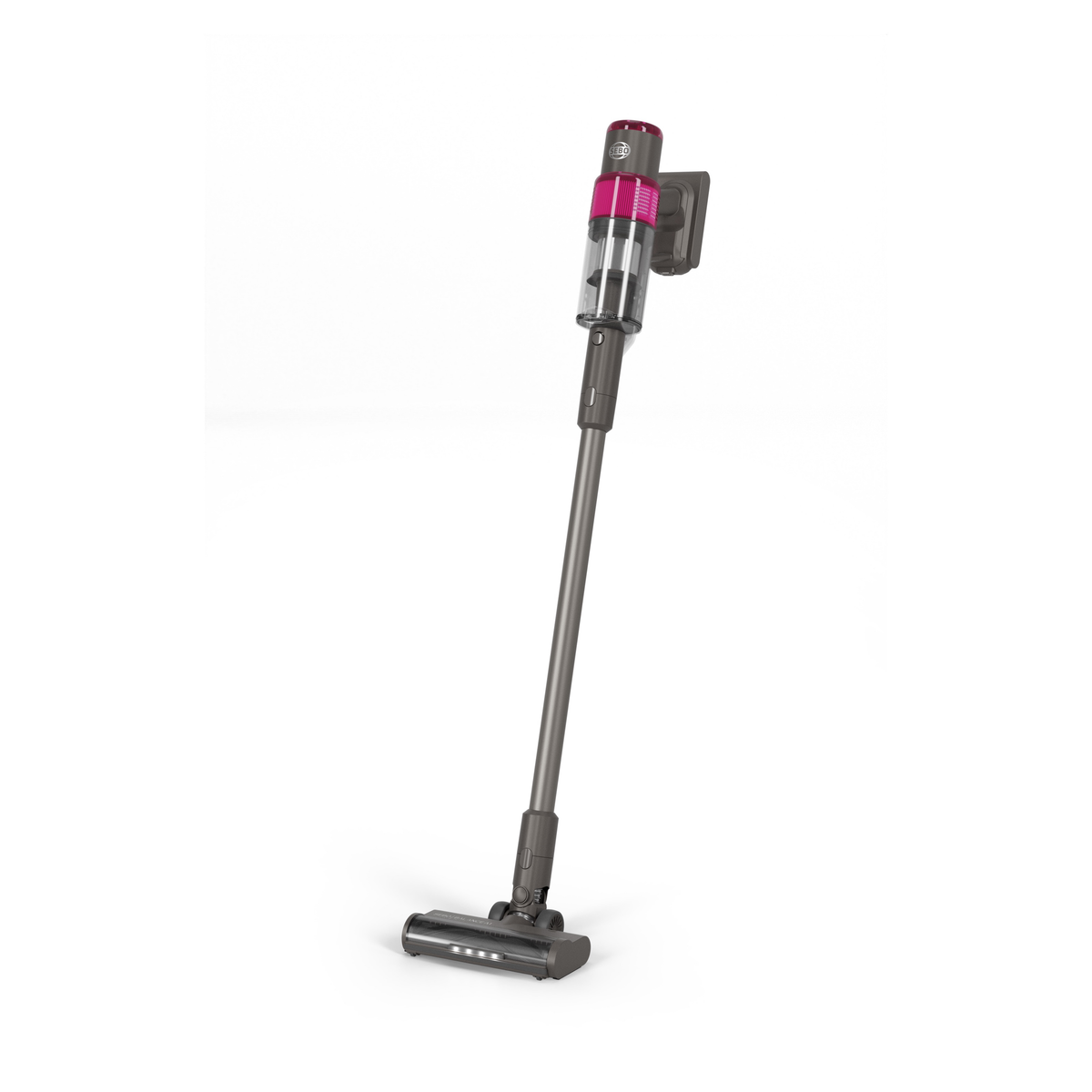 SEBO Balance A1 cordless stick vacuum in Magenta, side view.